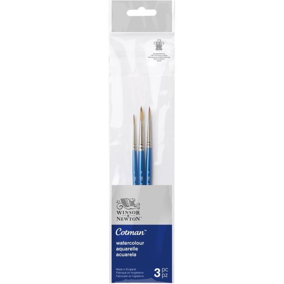 Winsor & Newton Set 3 Pinceaux Manche Court Rond Cotman 1/3/5