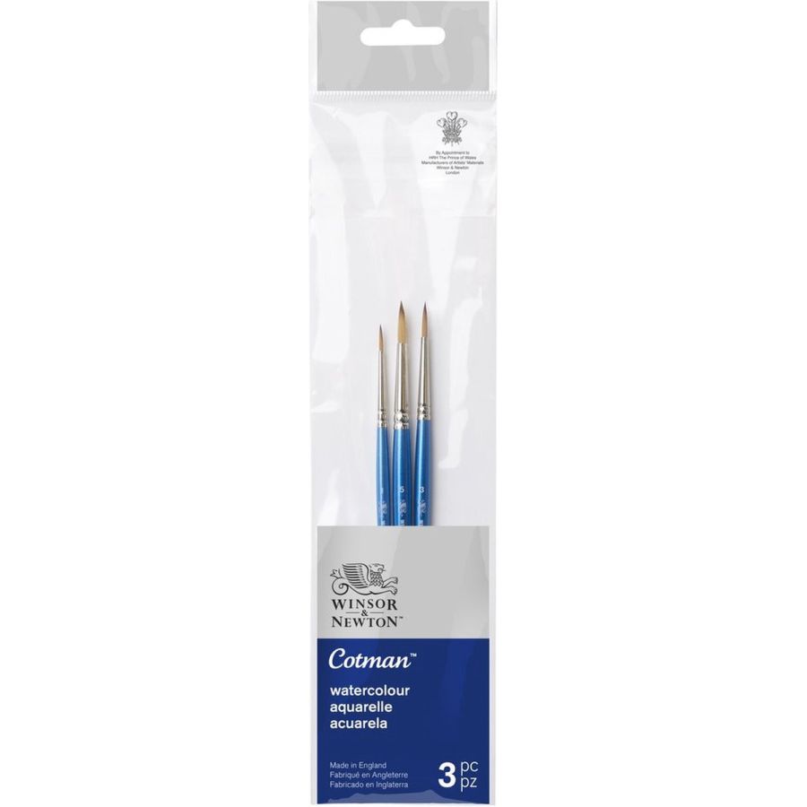 Winsor & Newton Set 3 Pinceaux Manche Court Rond Cotman 1/3/5 Winsor & Newton Set 3 Pinceaux Manche Court Rond Cotman 1/3/5
