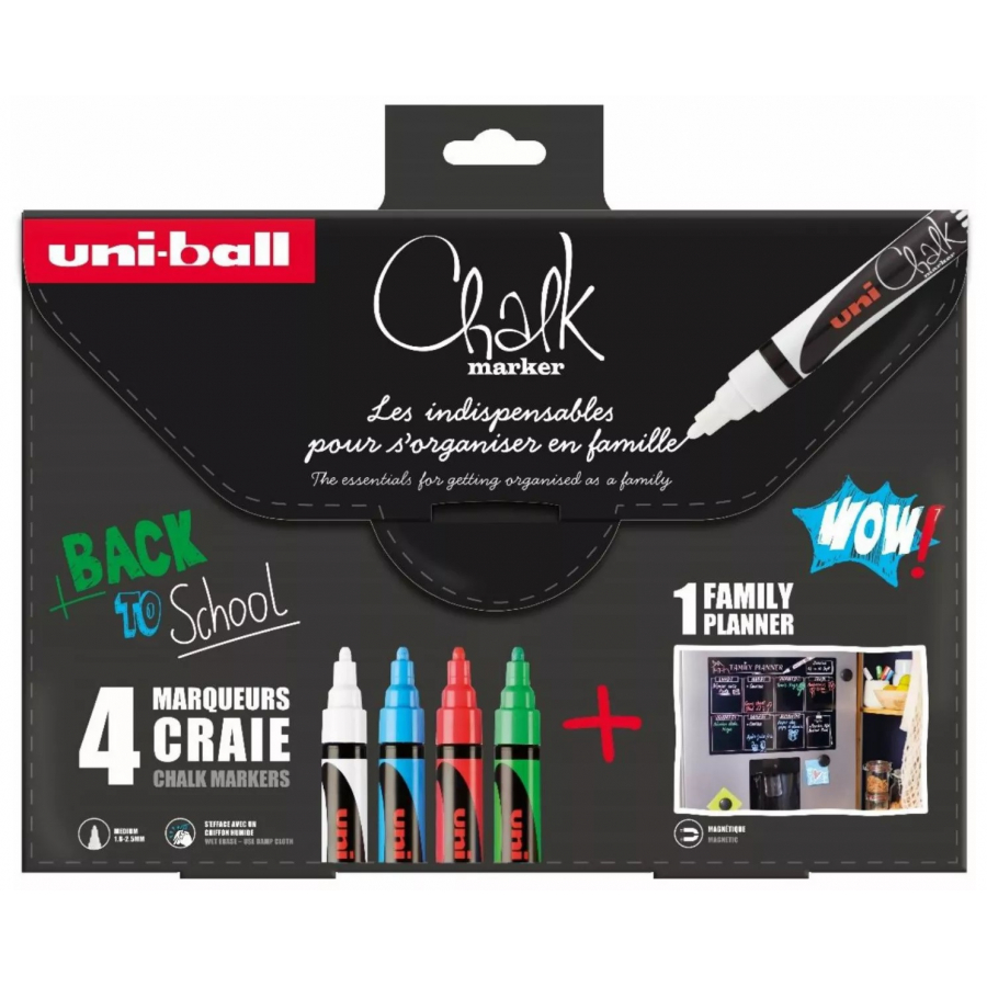 CARTABLE CHALK MARKER 4 MARQUEURS CRAIE + 1 FAMILY PLANNER