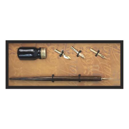 COFFRET 4 PLUMES + PORTE PLUME + ENCRE IM#1027