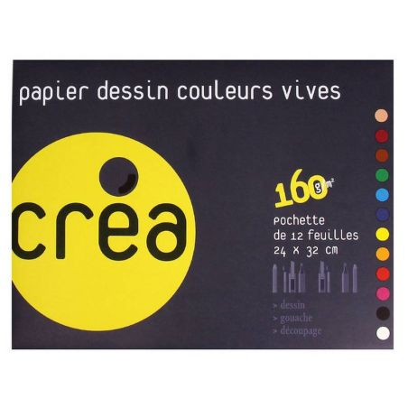12 PAPIER DESSIN COULEUR 24 x 32/160G IM#1091