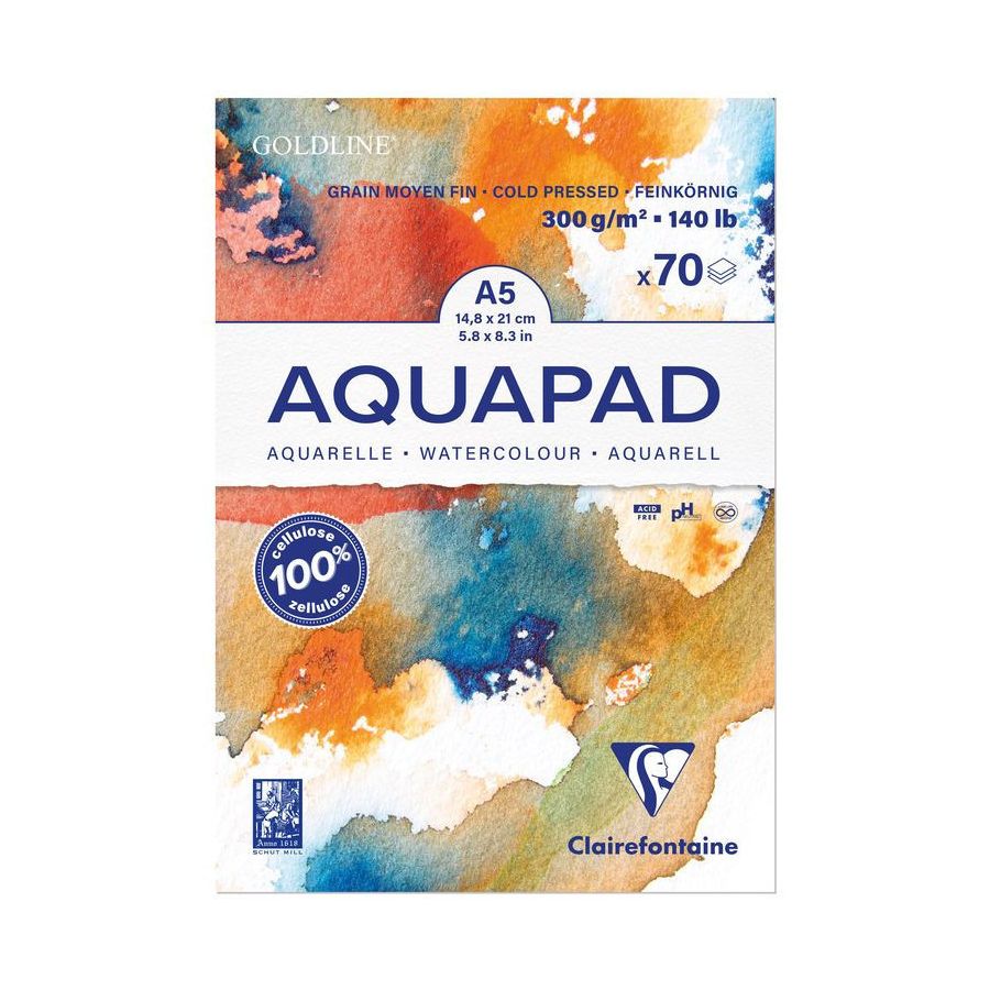 BLOC GOLDLINE AQUAPAD GRAIN MOYEN FIN 70 FEUILLES 300G Dimension:A5IM#11606