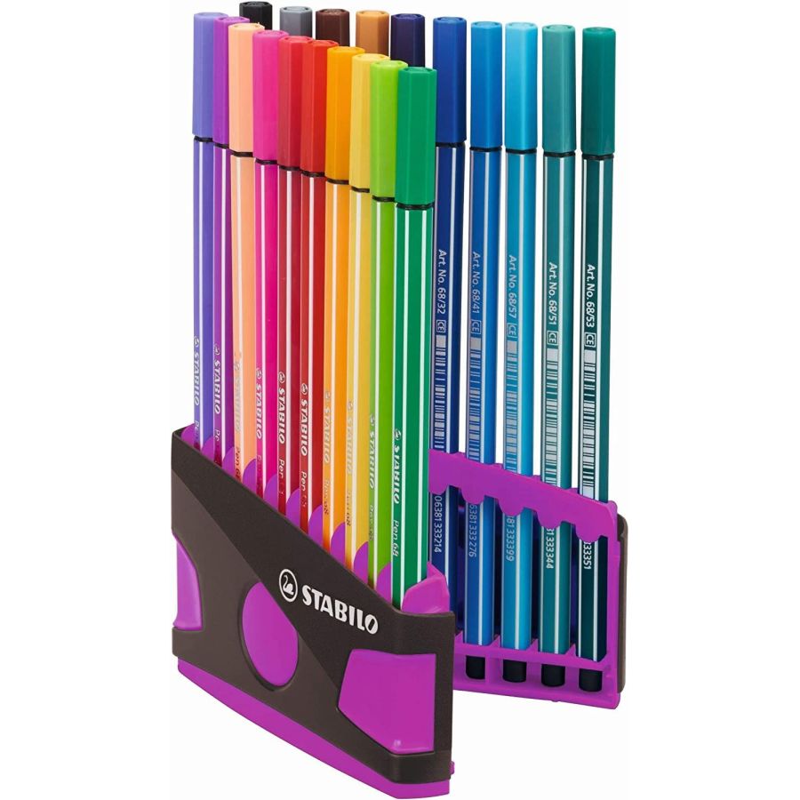 Boîte métal de 20 feutres de dessin STABILO Pen 68 - pointe