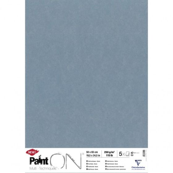 PAPIER PAINT ON BLEU DENIM 50 X 65 CM 250 G  5 FEUILLES IM#11691