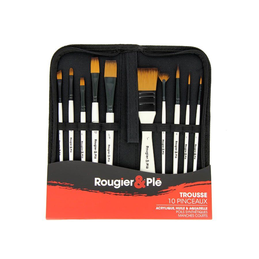 SET PINCEAUX COURTS SYNTHETIQUES POCHETTE DE 10 SET PINCEAUX COURTS SYNTHETIQUES POCHETTE DE 10