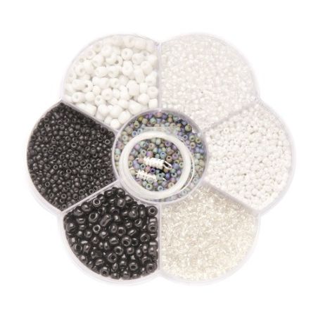 MIX DE PERLES 9X10X2CM NOIR/BLANC IM#1253