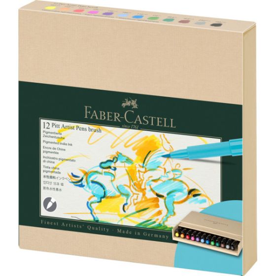 BOITE DE 12 FEUTRES A DESSIN FABER CASTELL - PITT ARTIST PEN - BRUSH