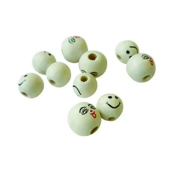 SACH. 20 PERLES BOIS VISAGE 12MM IM#1372