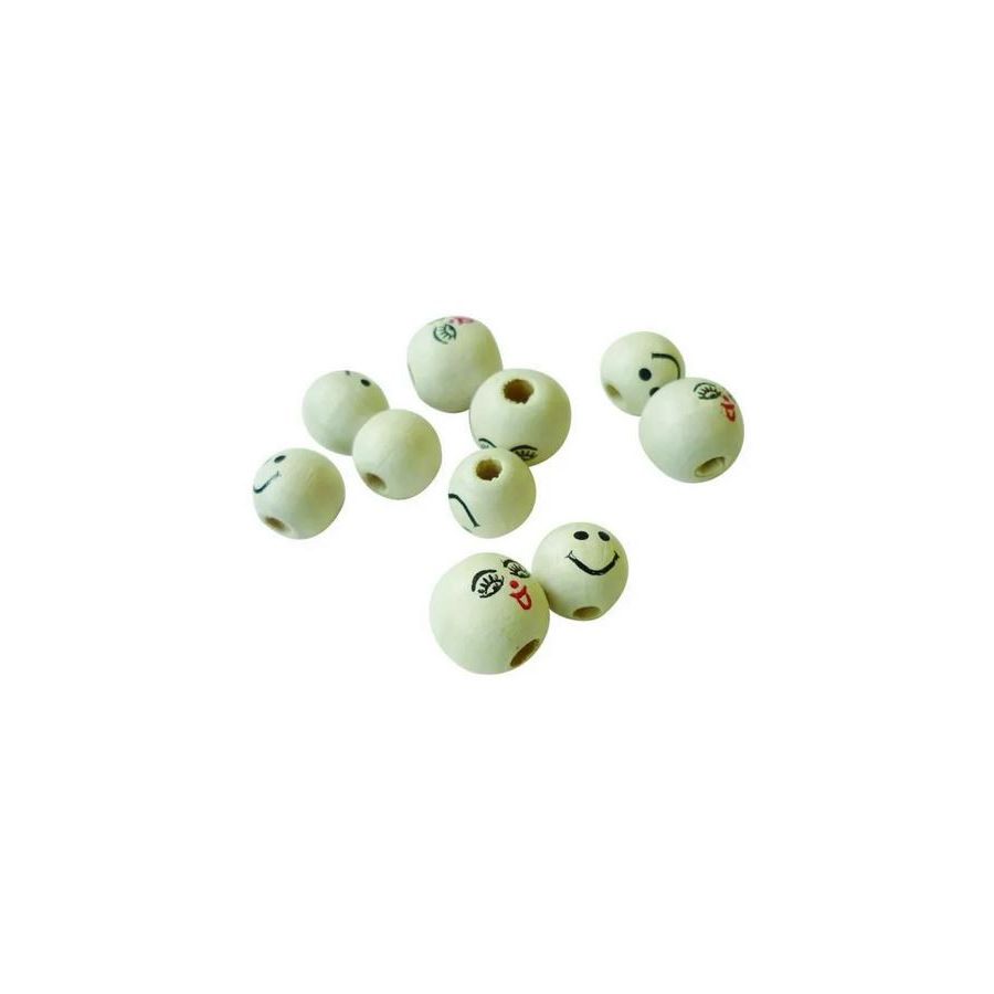 SACH. 20 PERLES BOIS VISAGE 12MM IM#1372