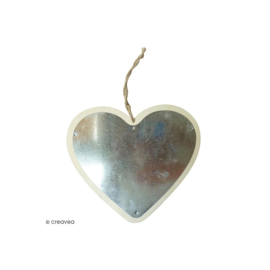 SUSPENSION METAL COEUR EN BOIS 225X265X7MM IM#1397