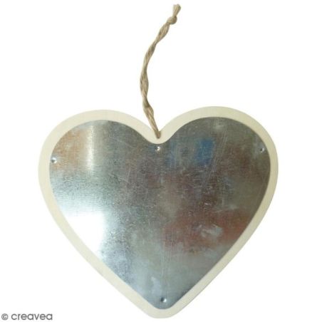 SUSPENSION METAL COEUR EN BOIS 225X265X7MM IM#1397