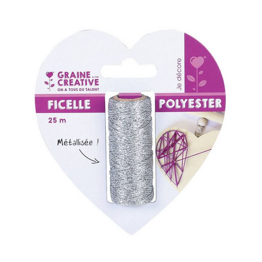BOBINE DE FICELLE METALLISEE ARGENT 25M IM#1404
