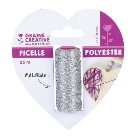 BOBINE DE FICELLE METALLISEE ARGENT 25M IM#1404