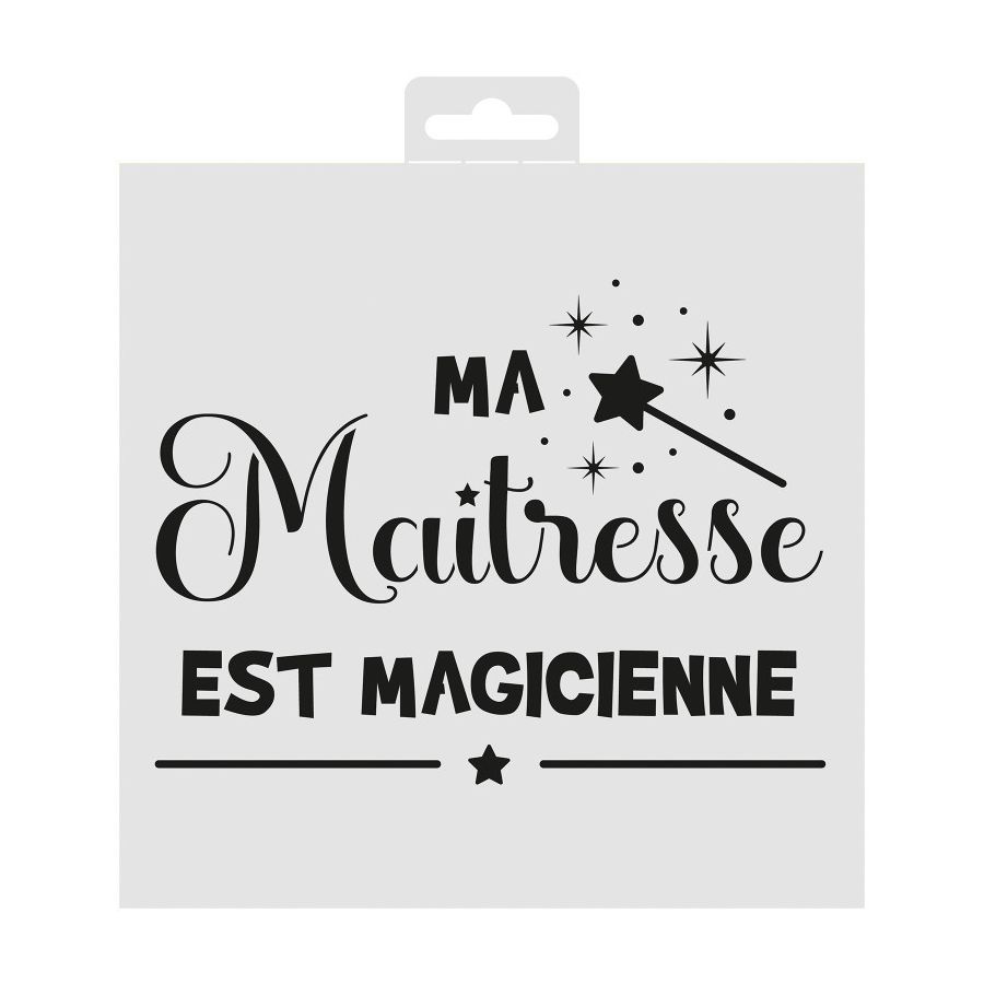 POCHOIR DECO MAITRESSE MAGICIENNE - 20X20
