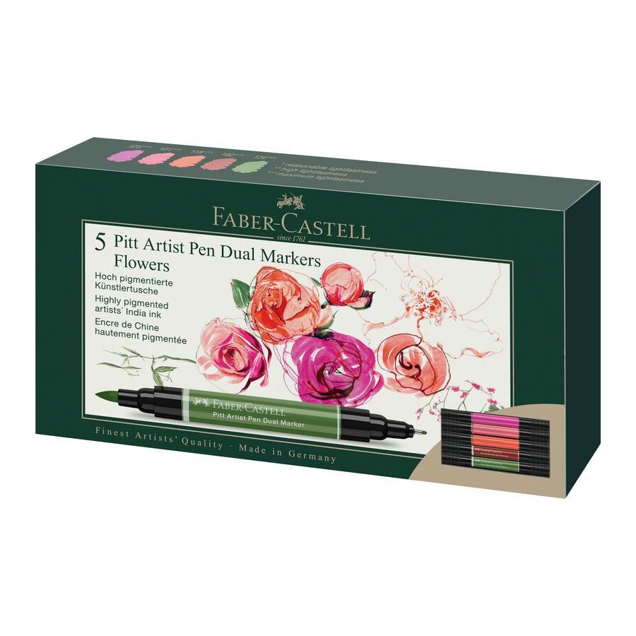 PACK DE 5 PITT ARTIST PEN FLOWERS DOUBLE POINTE PACK DE 5 PITT ARTIST PEN FLOWERS DOUBLE POINTE