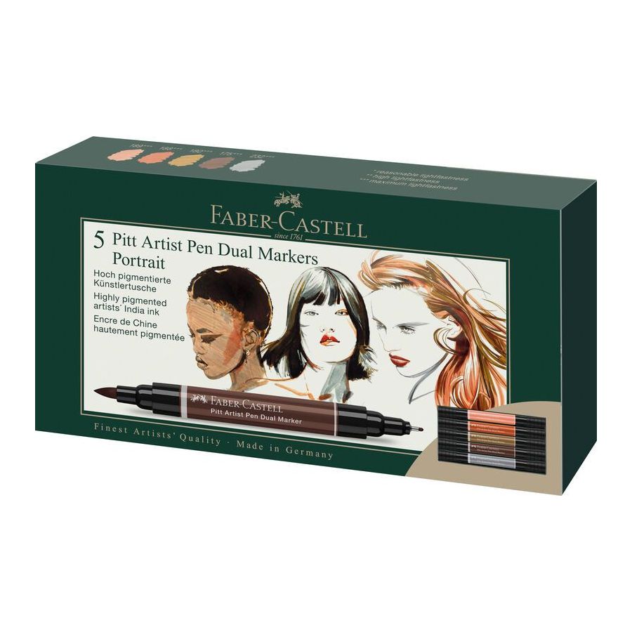PACK DE 5 PITT ARTIST PEN PORTRAIT DOUBLE POINTE PACK DE 5 PITT ARTIST PEN PORTRAIT DOUBLE POINTE