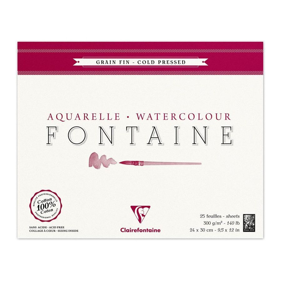 BLOC AQUARELLE FONTAINE GRAIN FIN - 24X30 300G BLOC AQUARELLE FONTAINE GRAIN FIN - 24X30 300G