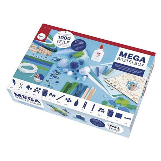 MEGA BOITE DE BRICOLAGE SPACE 1.000PCES TONS BLANC/BLEU/VERT
