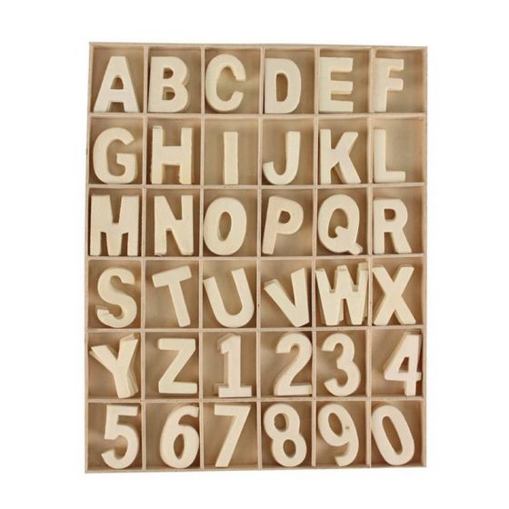 COFFRET 180 PC CHIFFRES ET LETTRES BOIS IM#1606