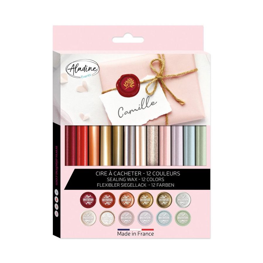 LOT DE12 BÂTONS DE CIRE À CACHETER 'ALADINE' LOT DE12 BÂTONS DE CIRE À CACHETER 'ALADINE'