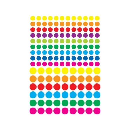 GOMMETTES RONDES COULEURS VIVES DIAM. 1 + 1,5 CM IM#1634