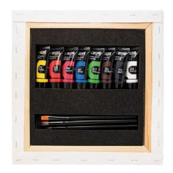 Kit Acrylique Fine Campus Chassis Garni 8 Tubes 21Ml + 3 Pinceaux