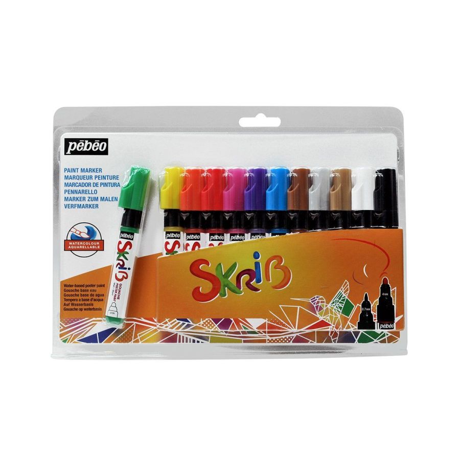 Set De 12 Marqueurs Gouache Skrib - Arc En Ciel