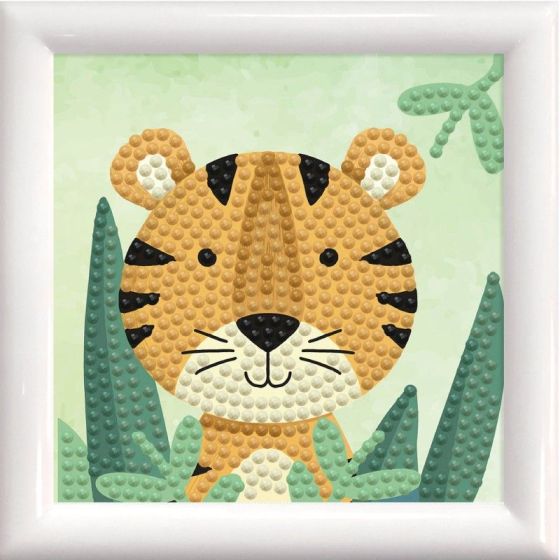 BRODERIE DIAMOND DOTZ AVEC CADRE TIGRE DES BOIS