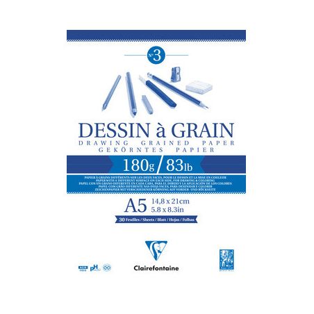 BLOC DESSIN A GRAIN ENCOLLE A5 