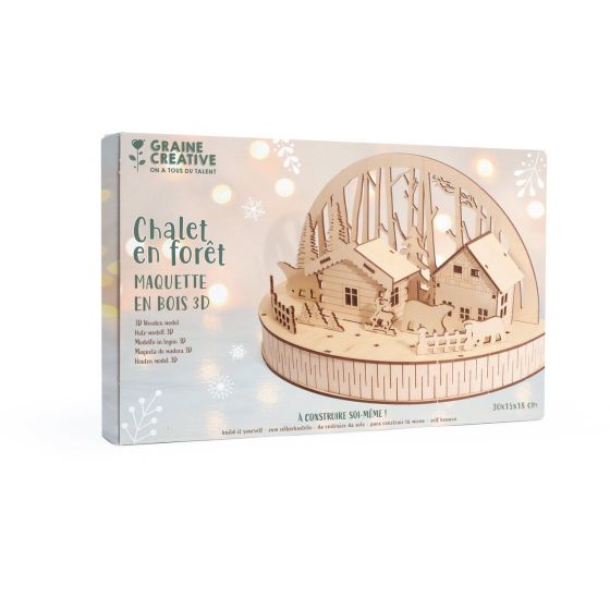 MAQUETTE BOIS DECOR VILLAGE 30*15*18  CHALET EN FORET