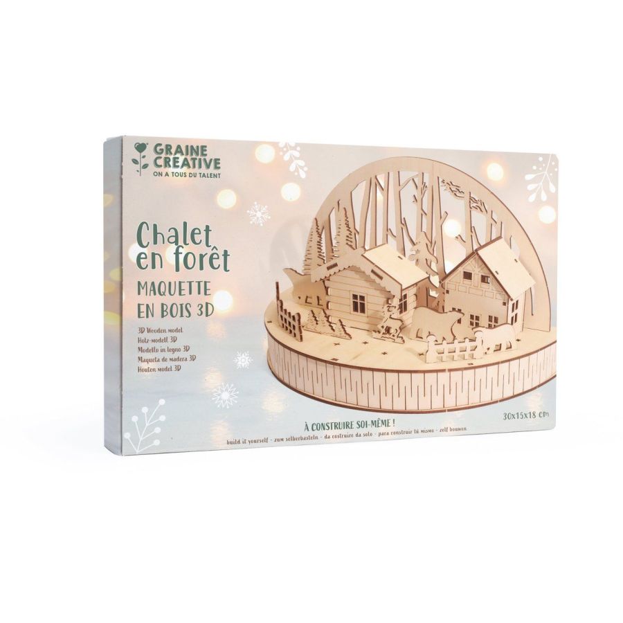 MAQUETTE BOIS DECOR VILLAGE 30*15*18  CHALET EN FORET