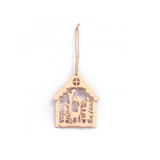 SUSPENSION MAISON RENNE FORET BOIS 105X130X6MM