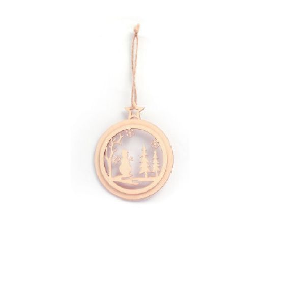 SUSPENSION CERCLE BONHOMME FORET BOIS 130X105X5MM