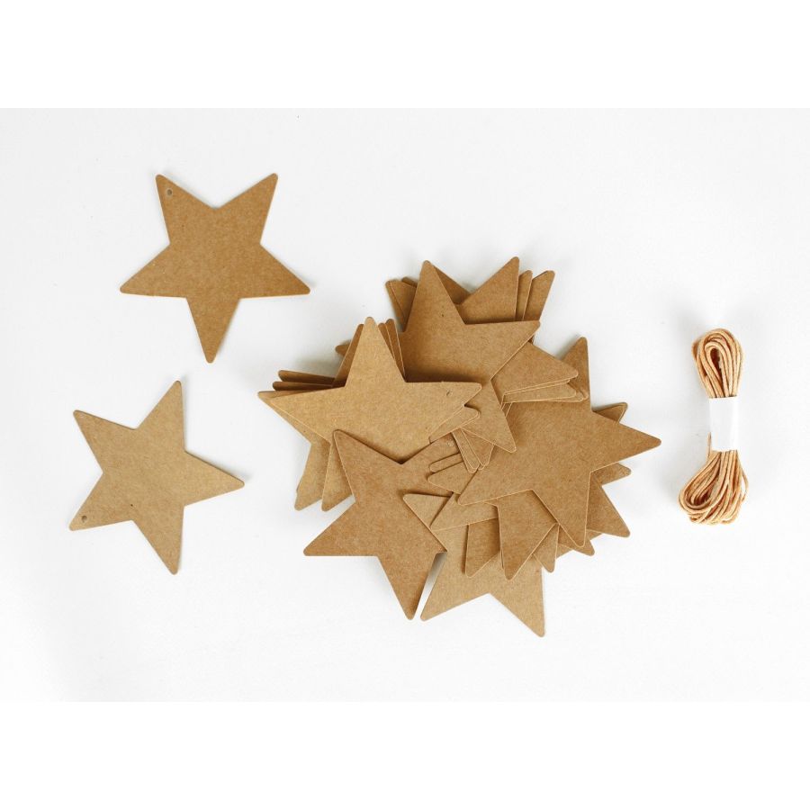 ETIQUETTE TAGS KRAFT ETOILE 8 X7 CM X 20 ET FICELLE 3 M ETIQUETTE TAGS KRAFT ETOILE 8 X7 CM X 20 ET FICELLE 3 M