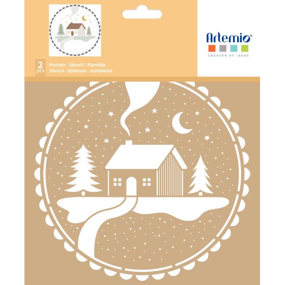 LOT DE 2 POCHOIRS KRAFT ARTEMIO - HOME FOR CHRISTMAS 20x20 CM