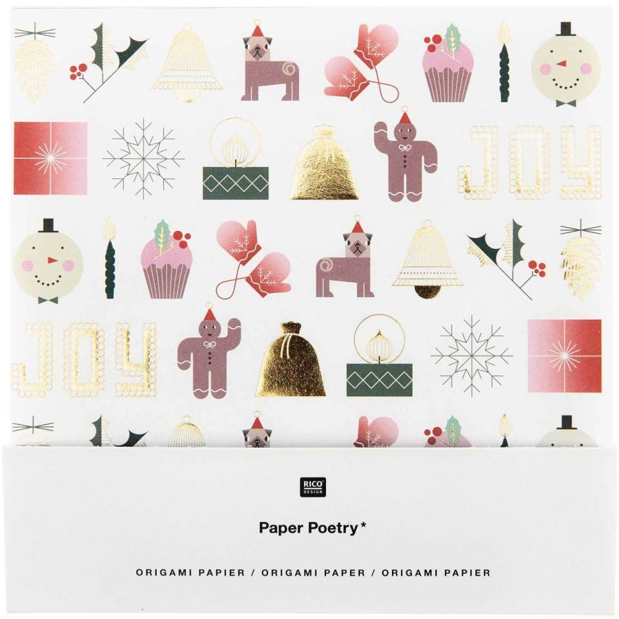 ORIGAMI 20X20 CM, I LOVE CHRISTMAS, 50 FEUILLES, 10 DESIGNS, 70 G/M² ORIGAMI 20X20 CM, I LOVE CHRISTMAS, 50 FEUILLES, 10 DESIGNS, 70 G/M²
