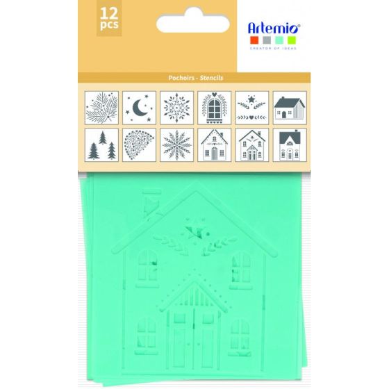SET 12 POCHOIRS 9X9 CM - ARTEMIO - HOME FOR CHRISTMAS