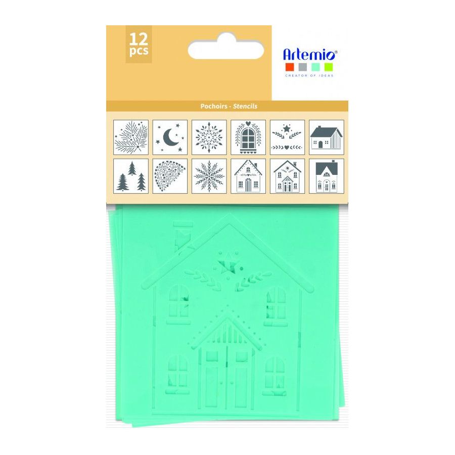 SET 12 POCHOIRS 9X9 CM - ARTEMIO - HOME FOR CHRISTMAS