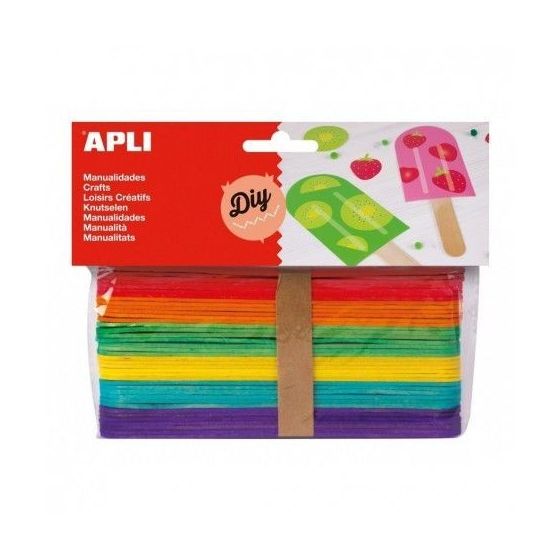 SACHET DE 40 BATONNETS BOIS COULEUR ASSORTIS 150X18 MM APLI
