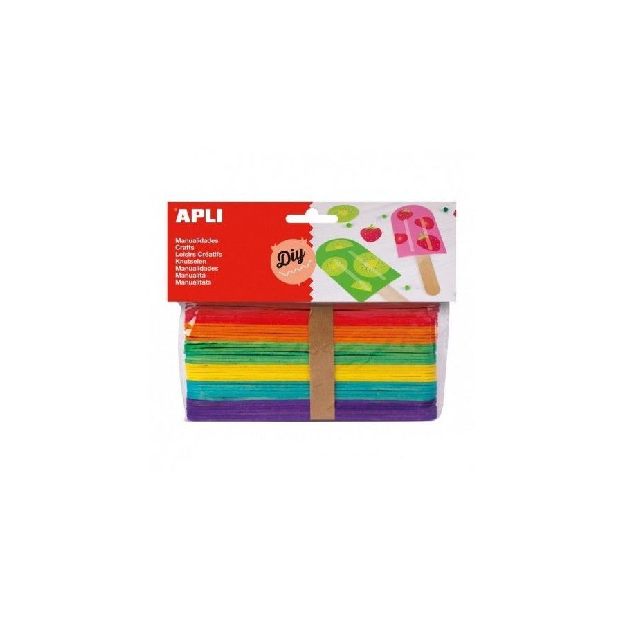 SACHET DE 40 BATONNETS BOIS COULEUR ASSORTIS 150X18 MM APLI