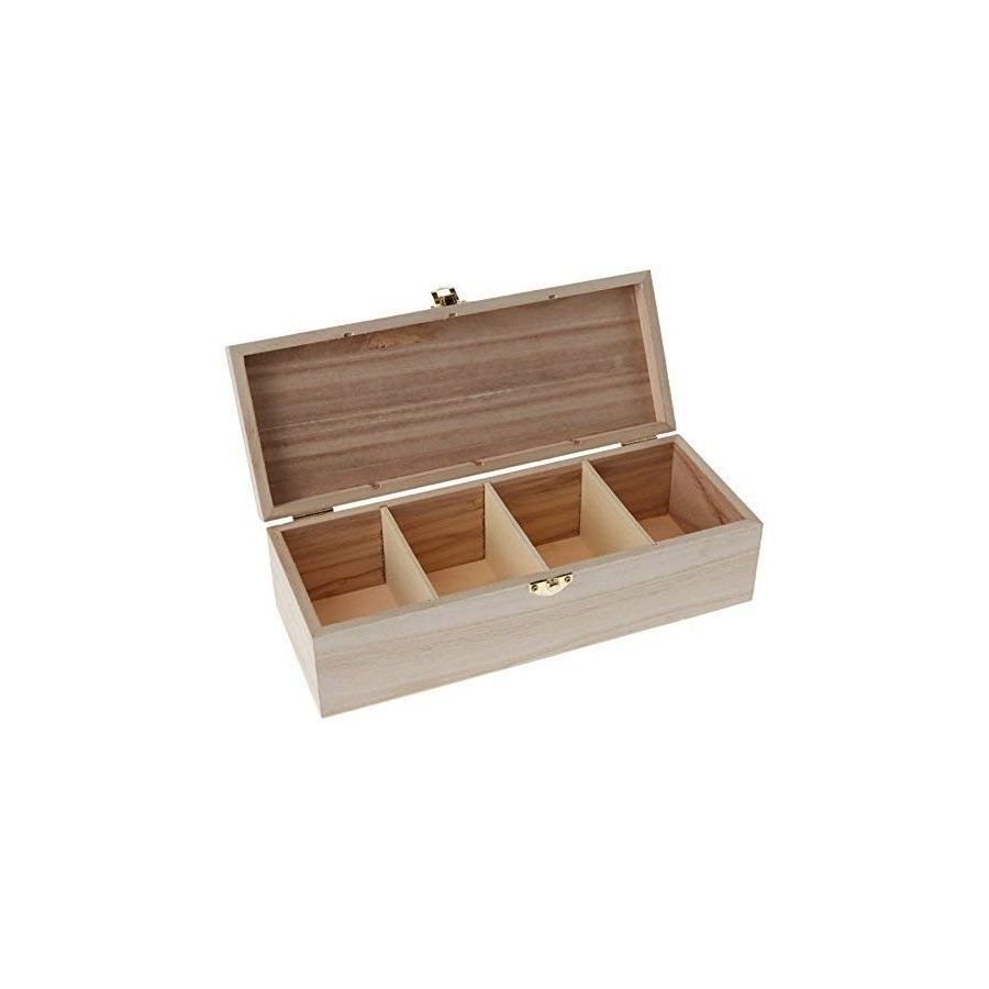 BOITE THE LONGUE 4 COMPARTIMENTS EN BOIS - ARTEMIO