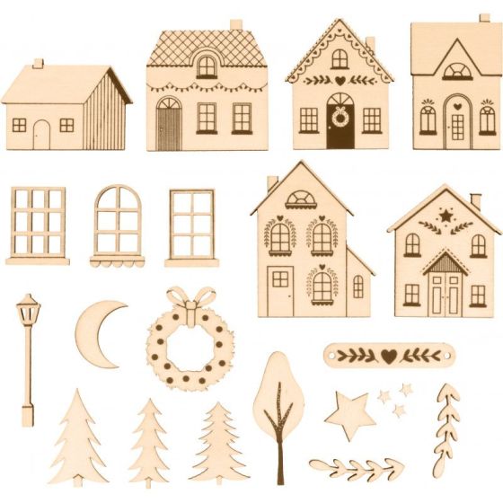 Silhouettes Maisons En Bois Naturel Artemio