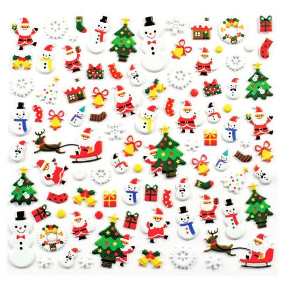 STICKERS 3D EN CAOUTCHOUC THEME NOEL - 93 PIECES