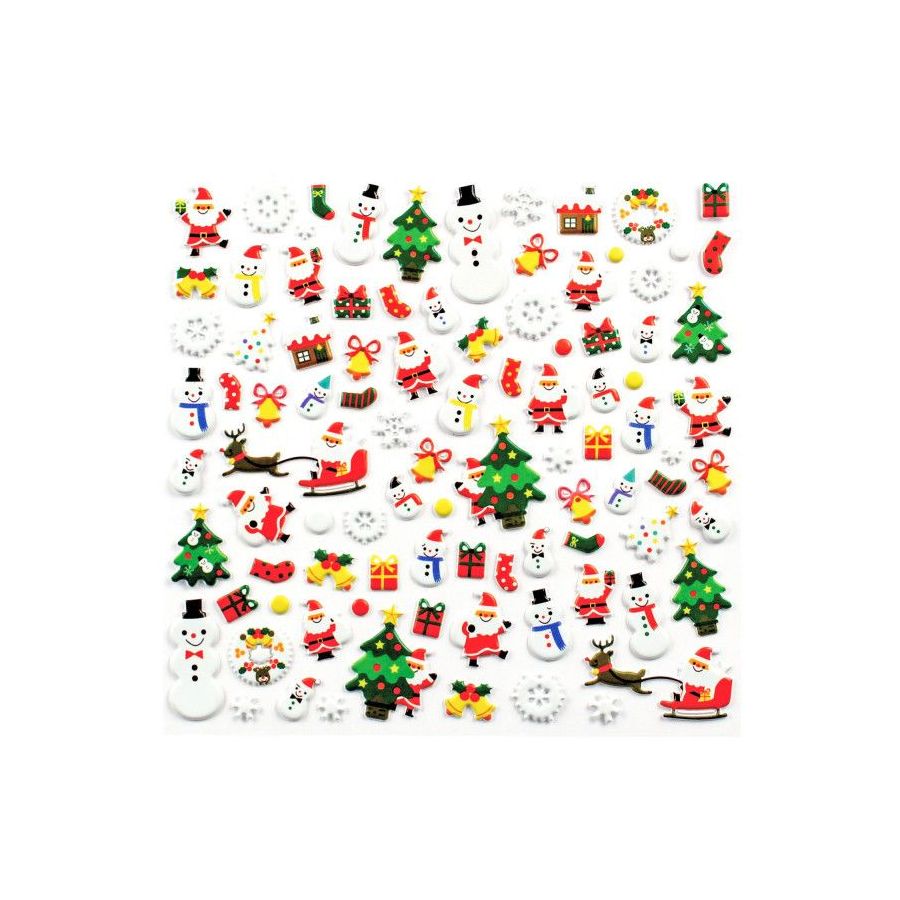 STICKERS 3D EN CAOUTCHOUC THEME NOEL - 93 PIECES