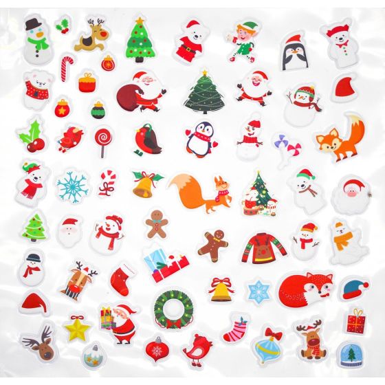 Stickers Caoutchouc 3D Theme Noel - 64 Pieces