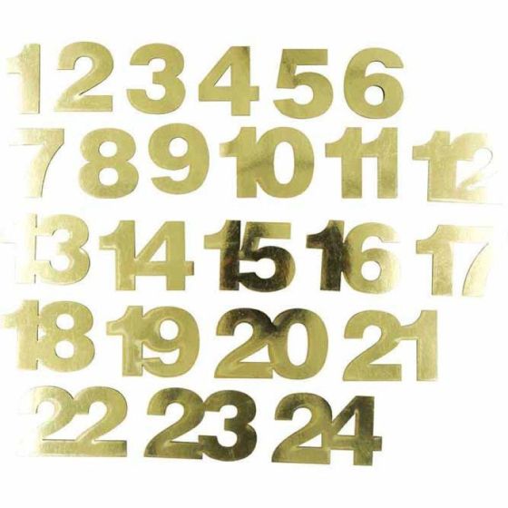 Sticker Chiffre D'Avent Dore 5 Cm 24 Pieces