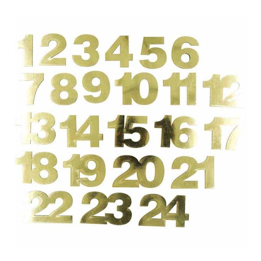 Sticker Chiffre D'Avent Dore 5 Cm 24 Pieces