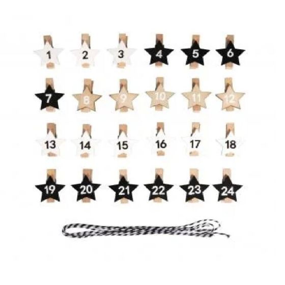 CHIFFRES L'AVENT ETOILES 1-24 SUR PINCE - RAYHER
