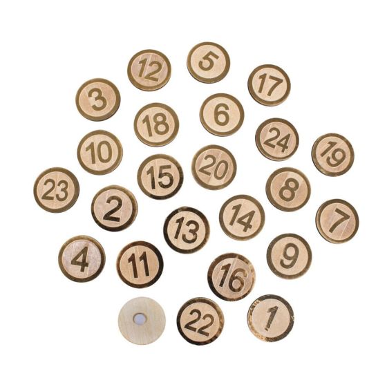 CHIFFRES L'AVENT RONDS DORE 1-24 ADHESIFS  3.5 CM - RAYHER