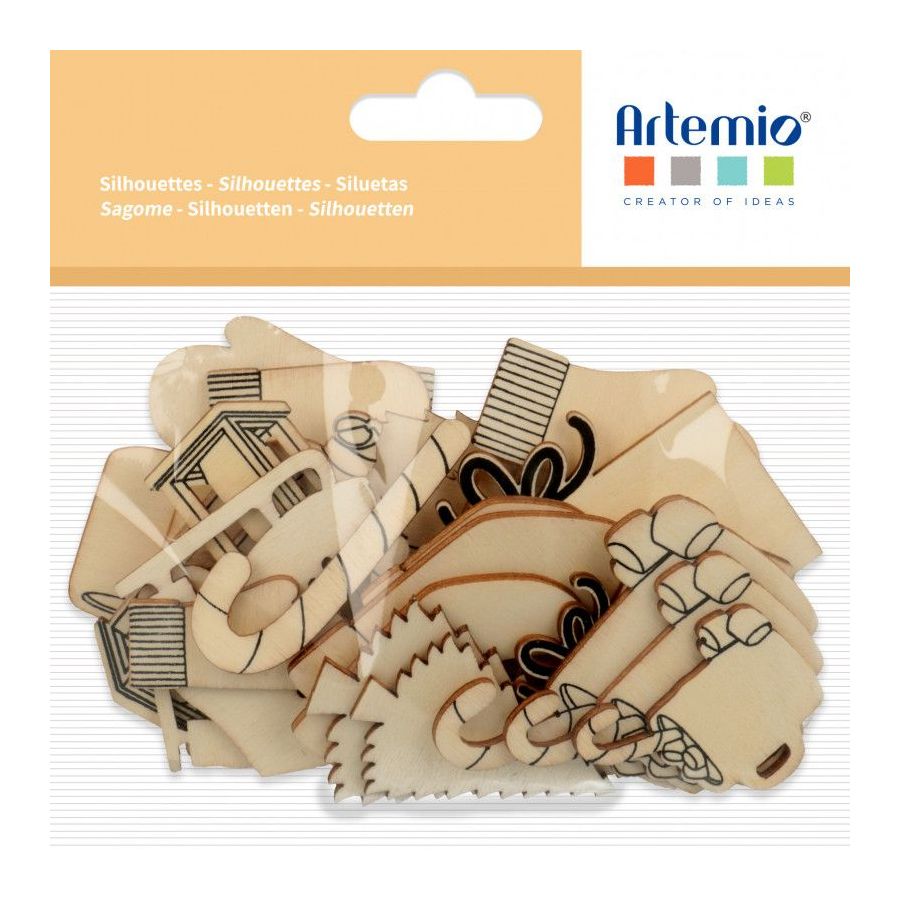 LOT DE 28 MINI-SILHOUETTES EN BOIS ARTEMIO - CHRISTMAS TIME